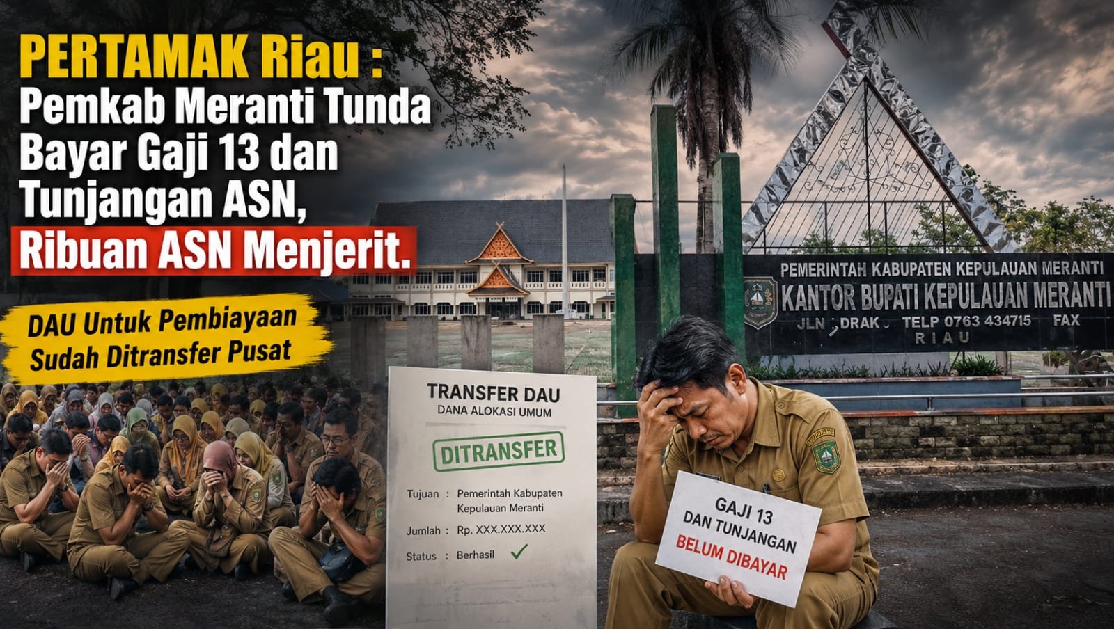 PERTAMAK Riau : Pemkab Meranti Tunda Bayar Gaji 13 dan Tunjangan ASN, Ribuan ASN Menjerit. DAU Untuk Pembiayaan Sudah Ditransfer Pusat